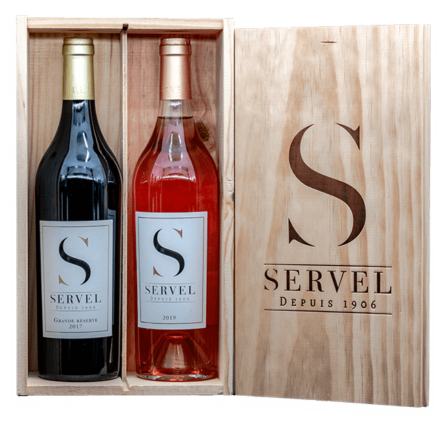 Combi de Vin dans boîte en bois